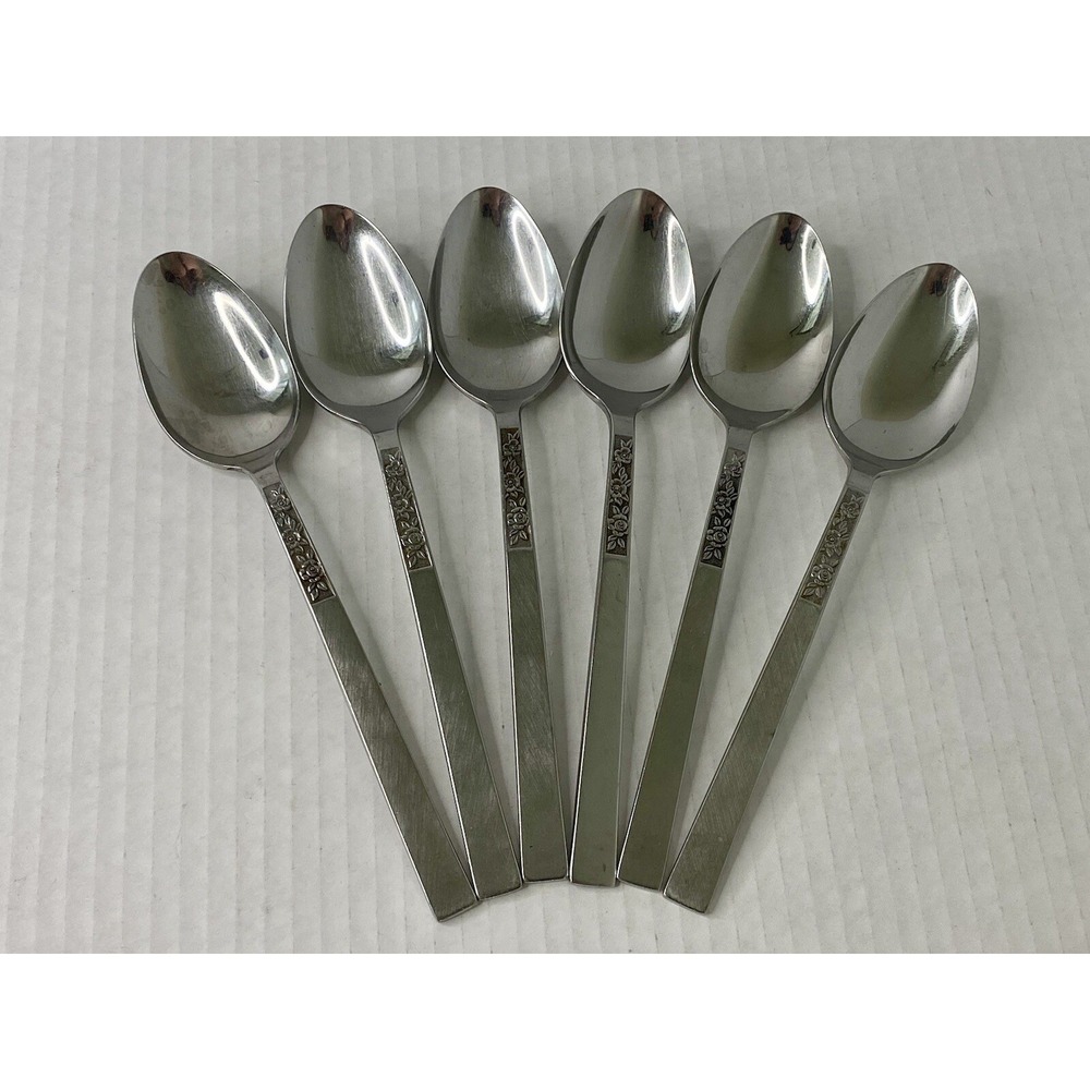 Stanley Roberts Flatware 6 Soup Spoons 7.5" Vintage Japan Dorette Pattern Set